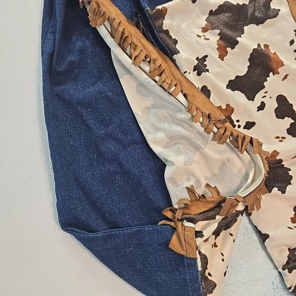 VTG Kids Cowboy Costume 8-10Y Western Woody‎ Denim Jumpsuit Chaps Cow Toy Story